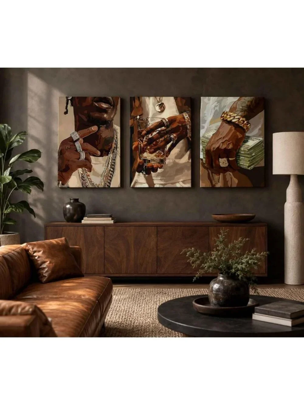 3Pcs Modern African American Canvas Wall Art - Hip-Hop Aesthetic Decor for Teen